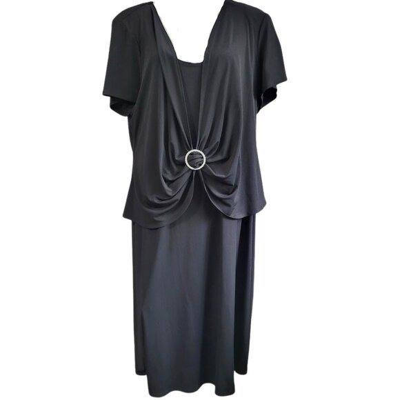 S. L. Fashions Black Buckle-Ruched Dress - NWOT - Women's Plus Size 22 W - Picture 5 of 8